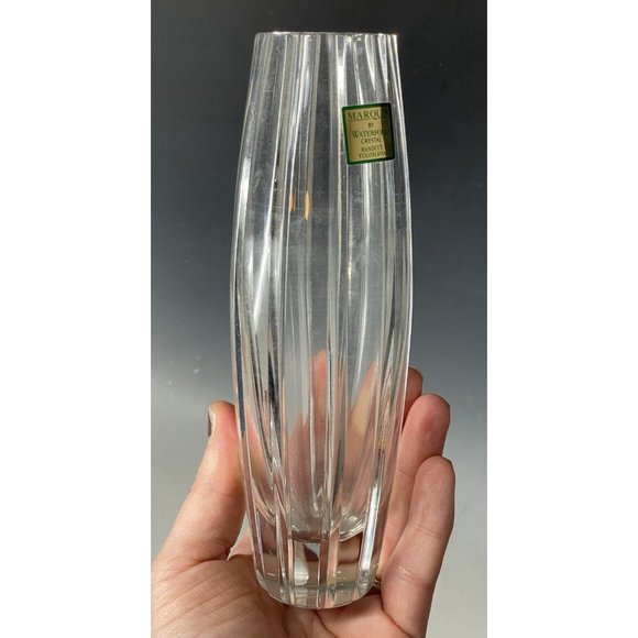 Vintage Marquis Waterford 7" Crystal Hand Cut Vase Bud Geometric Modern Clear - Picture 1 of 13